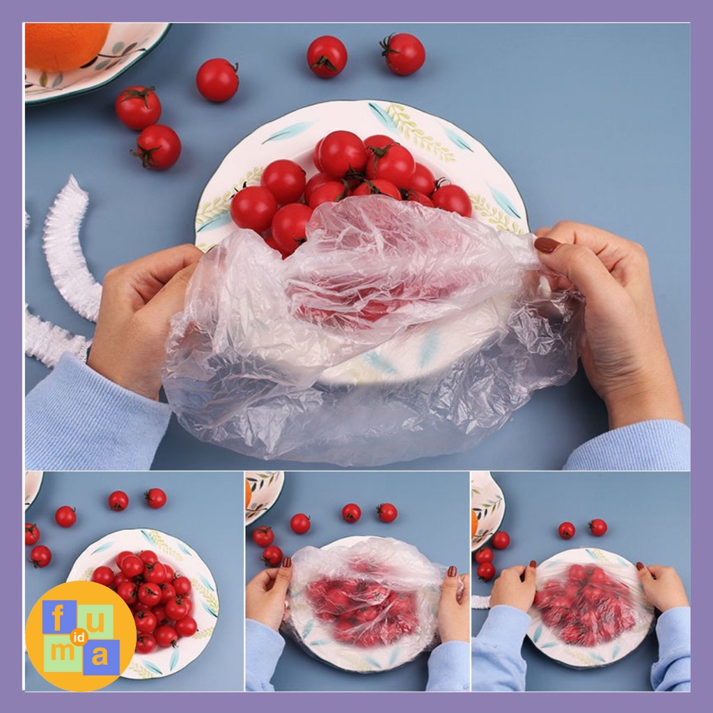 100Pcs Plastik Pelindung Makanan / Penutup kepala mandi Shower Cap hotel salon SPA / Topi mandi PLASTIK Showercap keramas hotel Shower cap Penutup Kepala mandi rambut traveling sekali