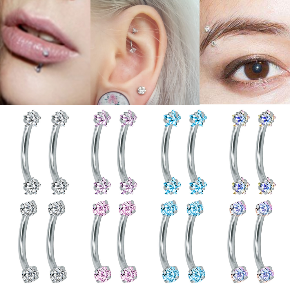 1 Pasang Anting Tindik Alis / Bibir / Telinga Bahan Stainless Steel Anti Alergi