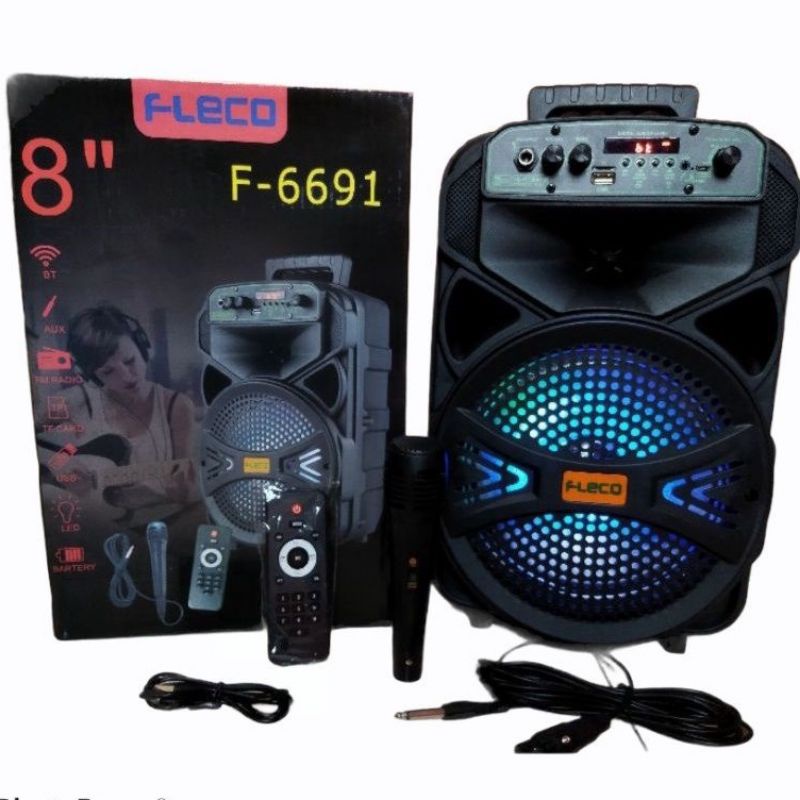 COD SPEAKER BLUETOOTH FLECO 8 INCH F-6691 FREE MIC KARAOKE + REMOTE SUPER BASS//SALON AKTIF FLECO F-6691//SPEAKER KARAOKE X-BASS