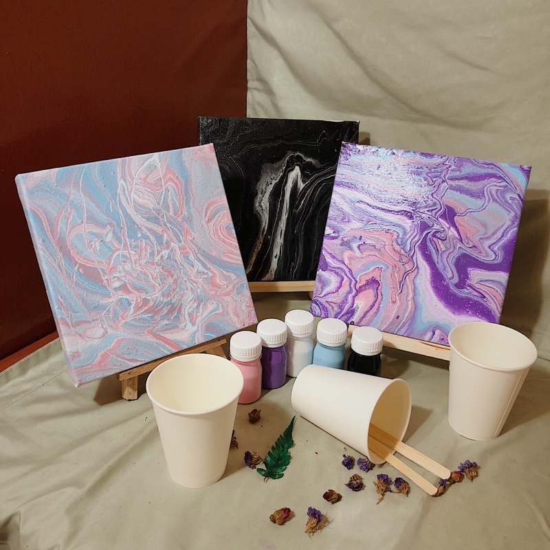 

DIY Acrylic Pouring Art by Sweetie Seasons Termasuk Easel Pouring Paint Art DIY Pouring Kit DIY
