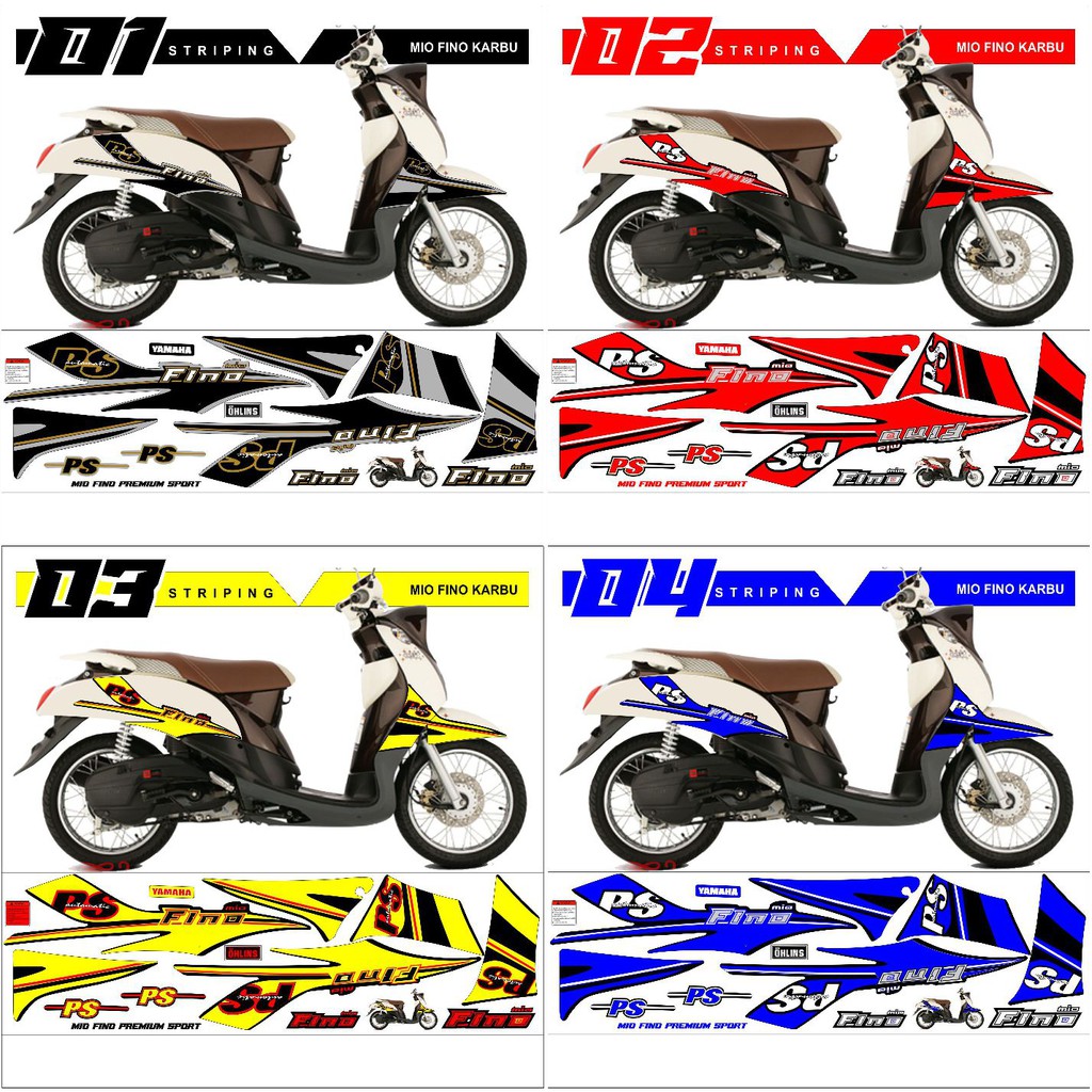 Stiker Striping Mio Fino Karbu Sporty 2012-2013 Variasi (Semua Ready bisa COD)