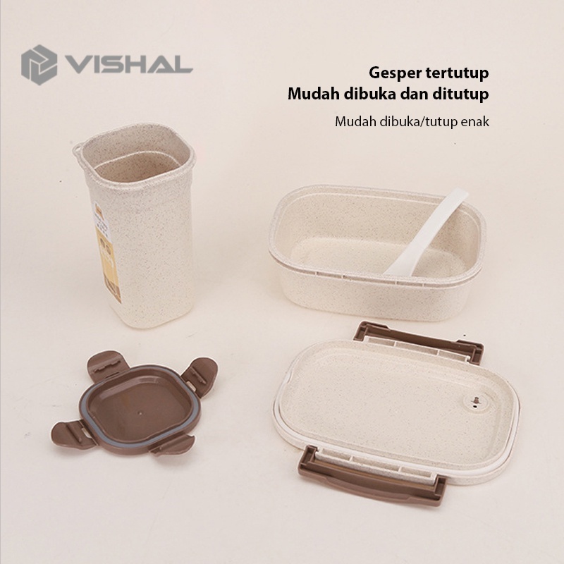 VISHAL Lunch Box Set Kotak Bekal Makan Cangkir Sup Portable Cangkir Sup Free Sendok VS-68