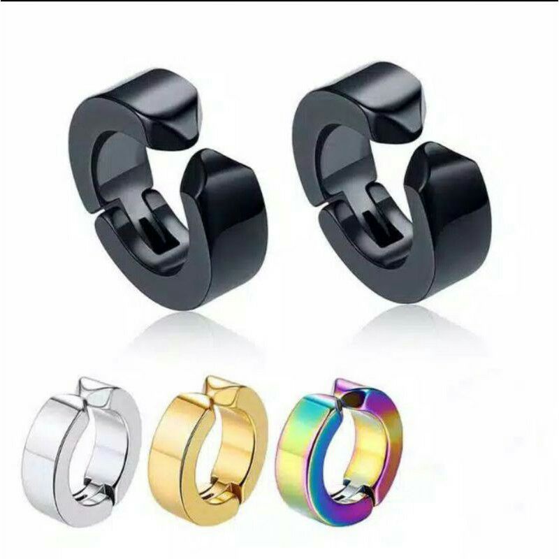 Anting Jepit Pria Wanita Tanpa Tindik Titanium Stainless