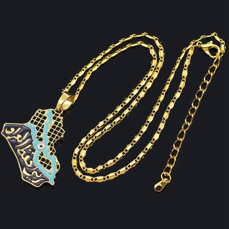 Kalung Desain Peta Arab Iraq Gaya Retro Hip Hop Untuk Pria