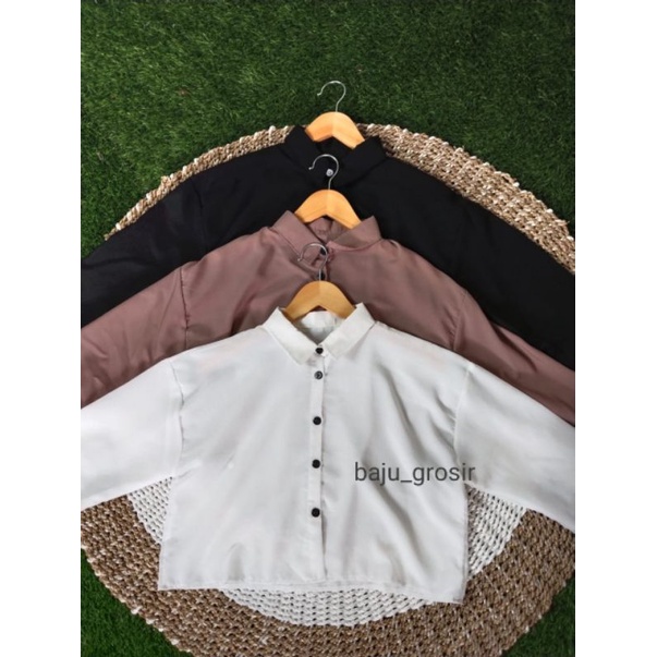 blouse Kinan crop/kemeja crop wanita/Atasan crop lengan panjang