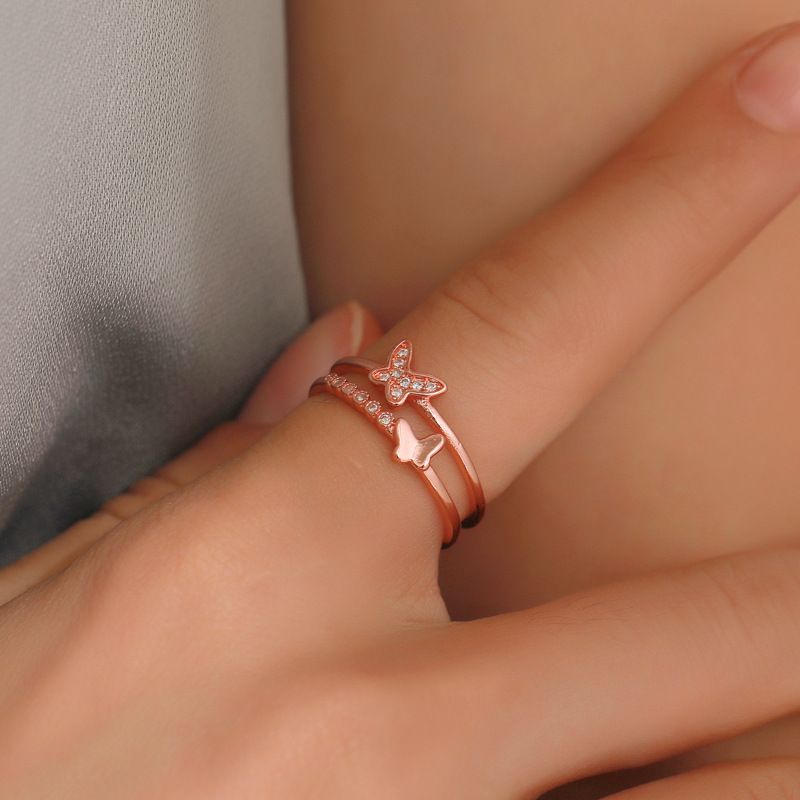 cincin wanita kupu kupu cantik minimalis cincin copper