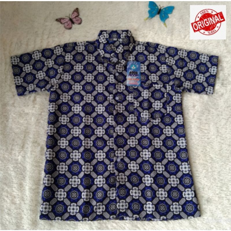 Batik Sekolah SD Nasional Biru Motif Bunga Matahari