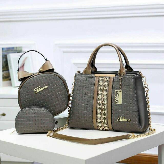 Tas Eldora Viona ES1118 (3in1) set wanita branded batam fashion import