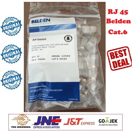 Konecktor RJ 45 BELDEN Original Cat6 (50pcs) RJ45 Cat 6