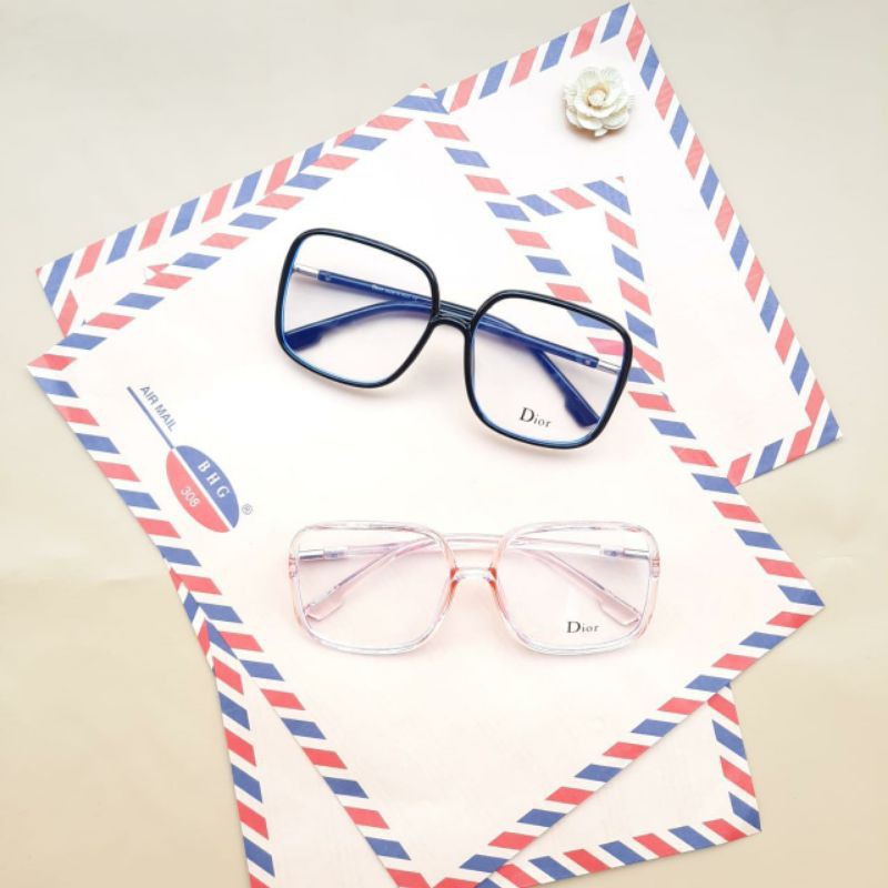 Frame Dior 3342 kotak plastik kacamata gaya model kekinian fashion cwek lensa normal