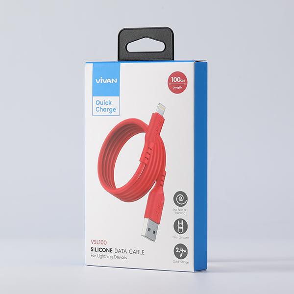 Vivan VSL100 2.4A Lightning 5V 1m Silicon Full SR Coverage Quick Charge Data Cable