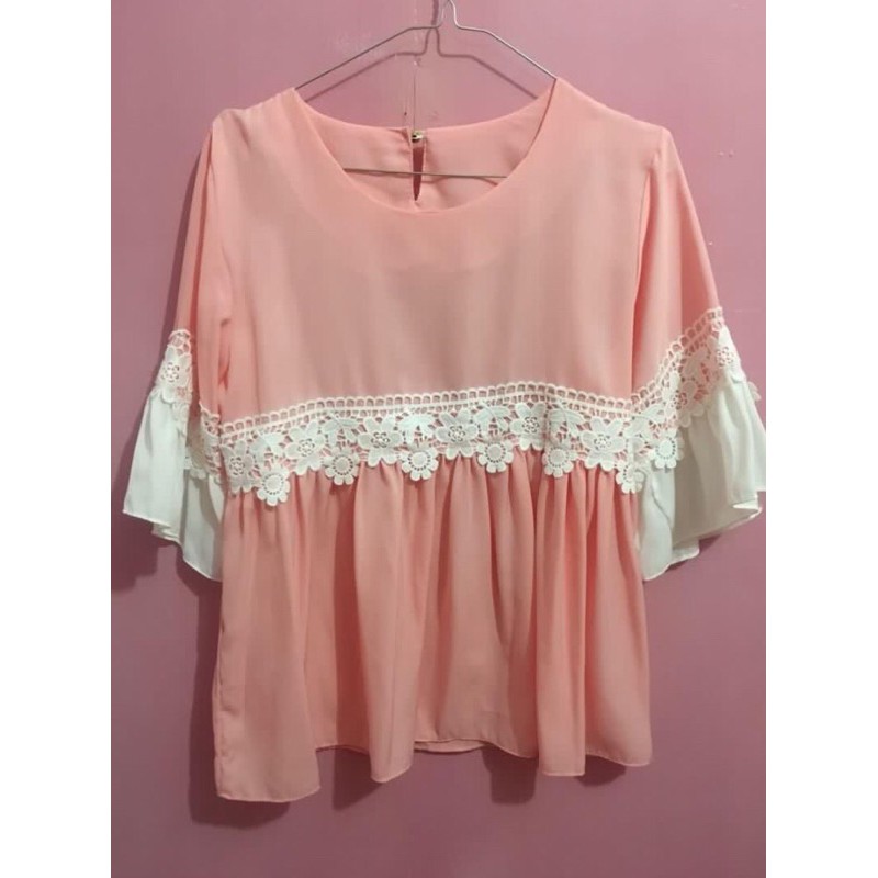 Blouse pink renda