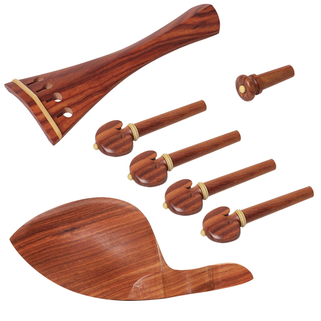 Alomejor Violin Pegs 4Pcs Ebony Wood Violin Replacement String Tunning Pegs 4/4 Size Violin Endpin Parts 