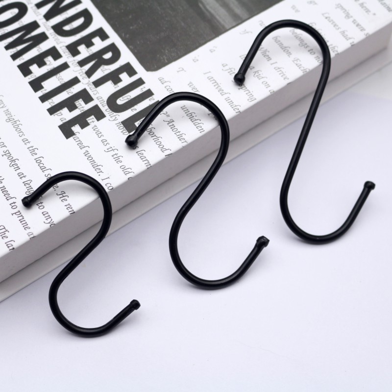 2 Pcs Home Creative Seamless Black S Shaped Hooks / Kitchen Bedroom Coats Bag Hats Towels Key Hanging Holder Organizer Accessories for Kitchen,Bedroom