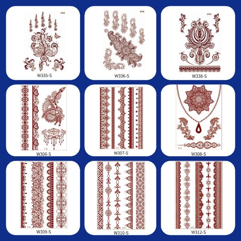 STICKER STIKER TATTOO TATTO TEMPEL HENNA TEMPORARY WARNA MAROON KECOKLATAN / BROWN MARUN MARON