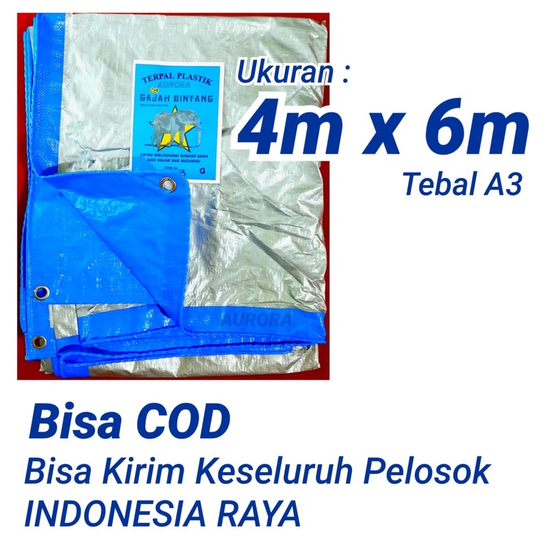 TERPAL PLASTIK UKURAN 4m x 6m Tebal A3 Cap Gajah Merk Gajah Tenda Alas Hajatan Karpet Plastik