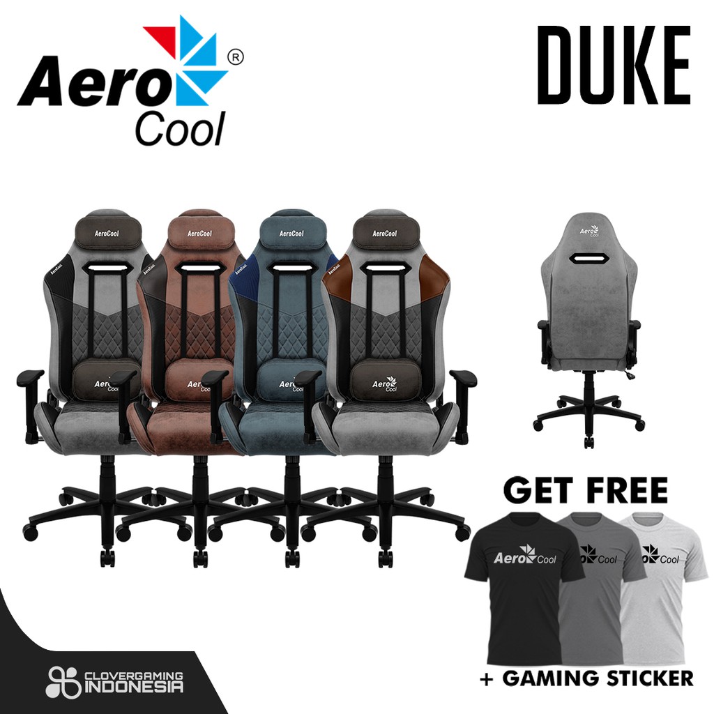 AeroCool Duke Gaming Chair Grey Blue Red Black