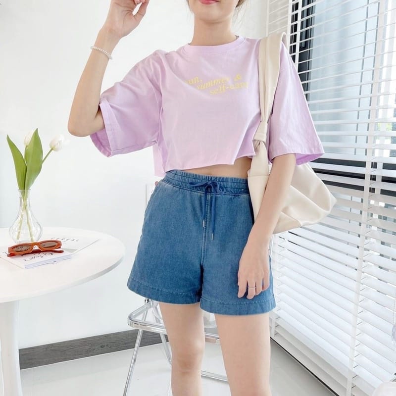 Kaos Wanita Oversize Crop Sun Summer