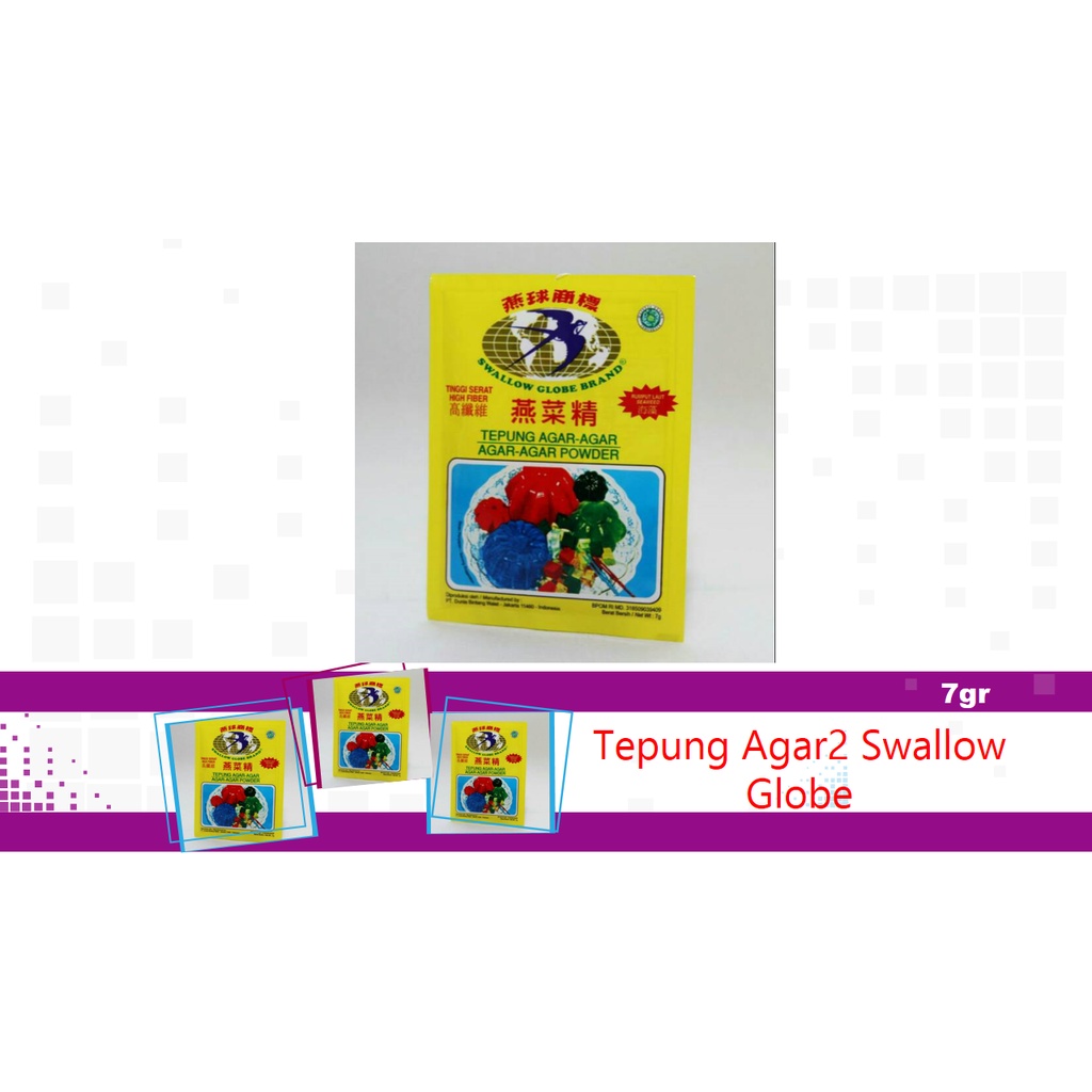 

TEPUNG AGAR AGAR SWALLOW GLOBE BRAND 7GR