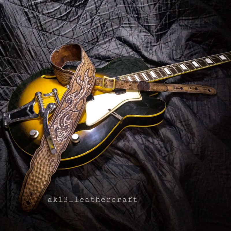 strap gitar kulit asli,strap gitar kulit ukir,strap gitar handmade ak13_leather craft