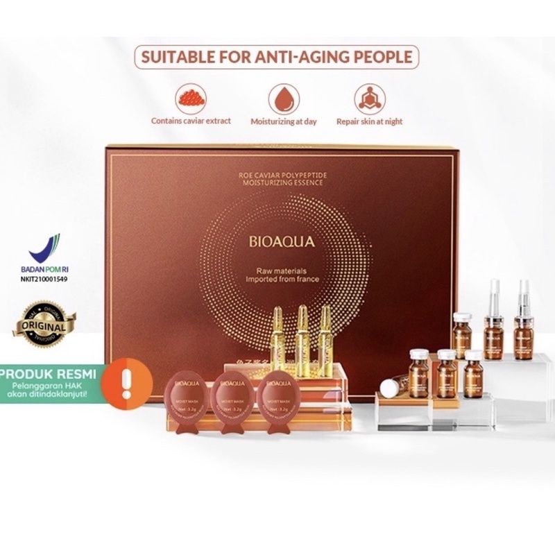 [BPOM] BIOAQUA Roe Caviar Polypeptide Moisturizing Essence Set