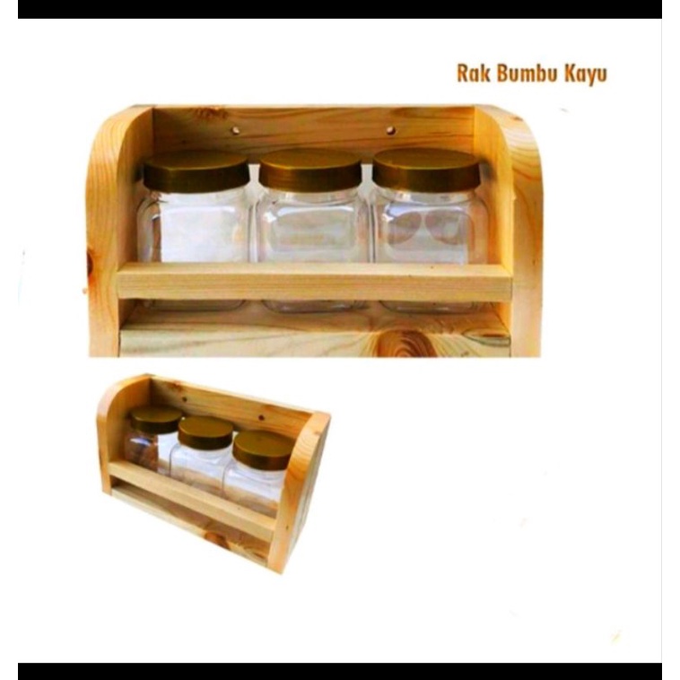 Rak kayu bumbu dapur set