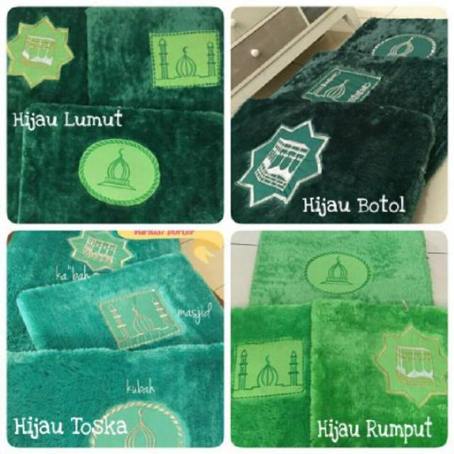 [ BISA PAKAI BORDIR NAMA ] SAJADAH BULU PREMIUM / SAJADAH BUSA PREMIUM (VARIANT HIJAU)