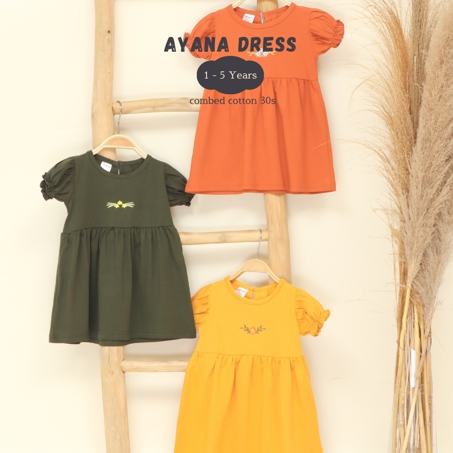 AYANA DRESS MOTIF BORDIR BUNGA DRESS BAJU ANAK  FASHION ANAK PEREMPUAN CBC