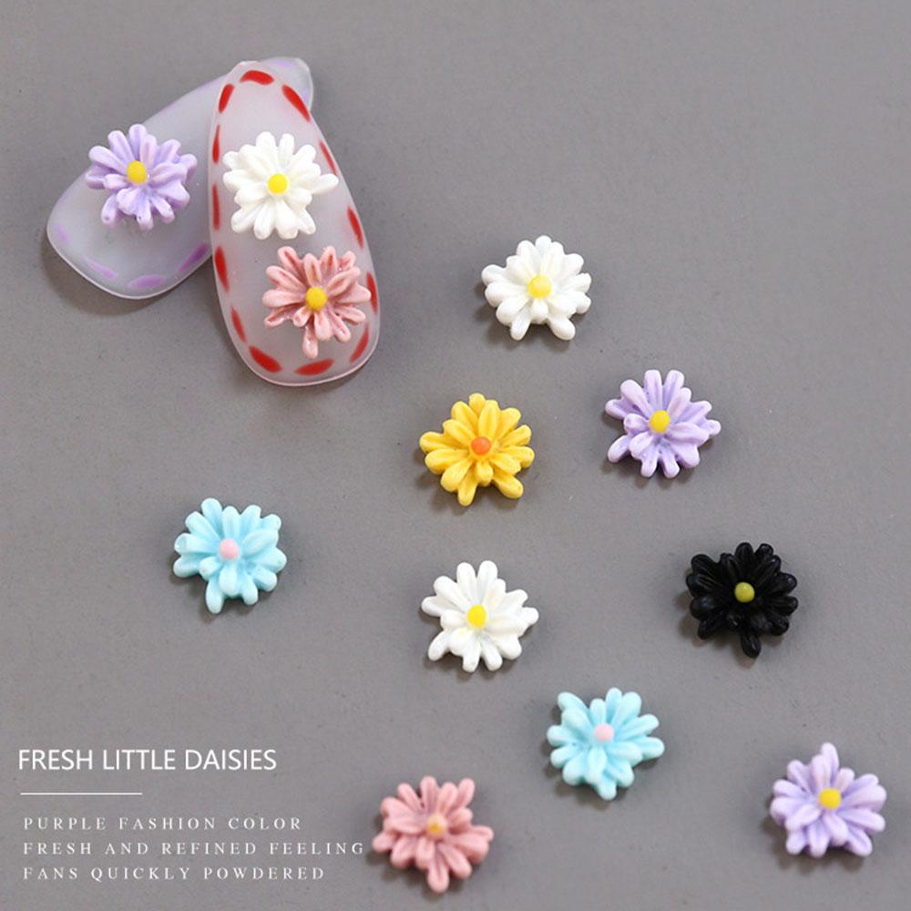 Agustina Perhiasan Kuku Daisy Kecil Gaya Perancis Pesona Elegan Indah DIY Nail Art Desgin