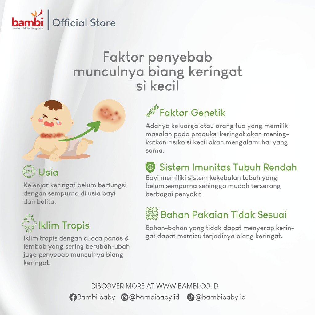 Bambi Baby Powder Compact Prickly Heat / Bedak Biang Keringat Bayi 0m+ - 40gr