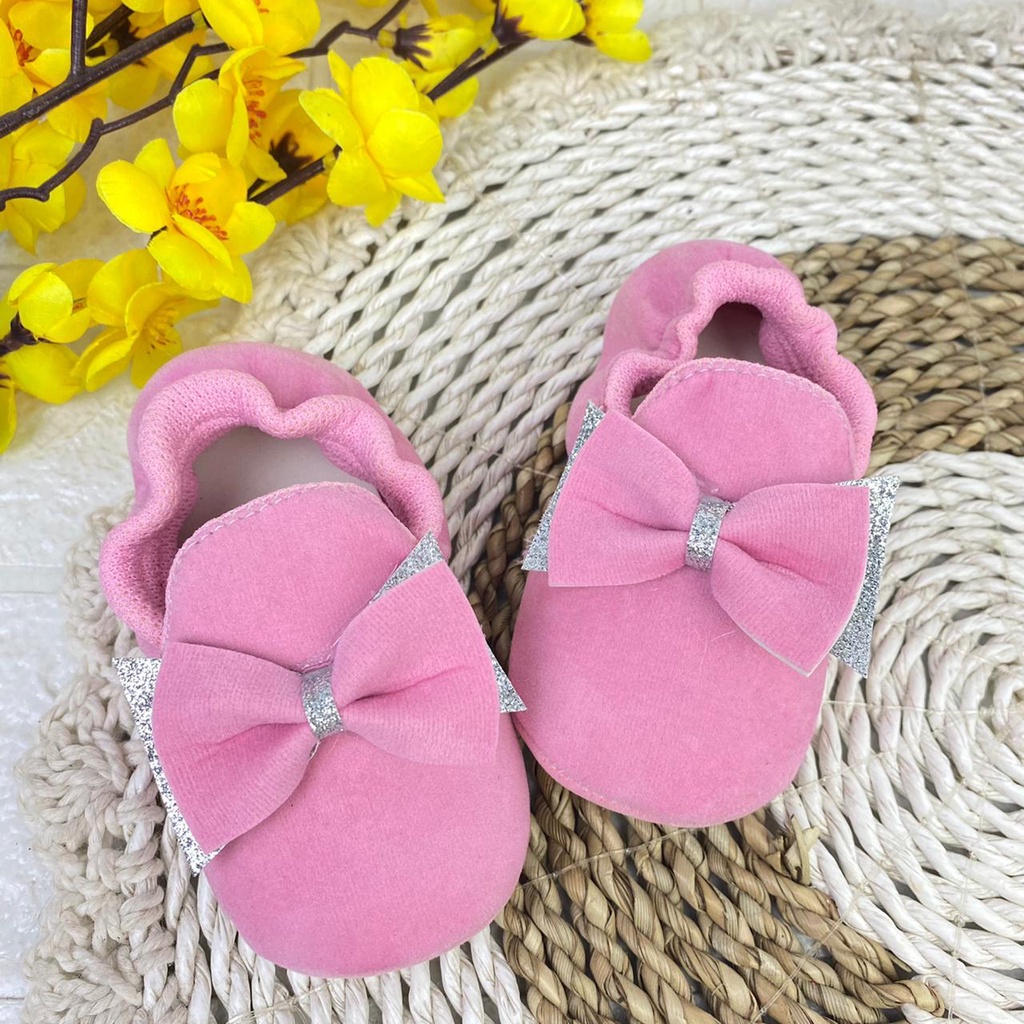 Sasastory-SEPATU PREWALKER BABY BAYI BLUDRU SUEDE KARET PITA 0-12 BULAN GP14