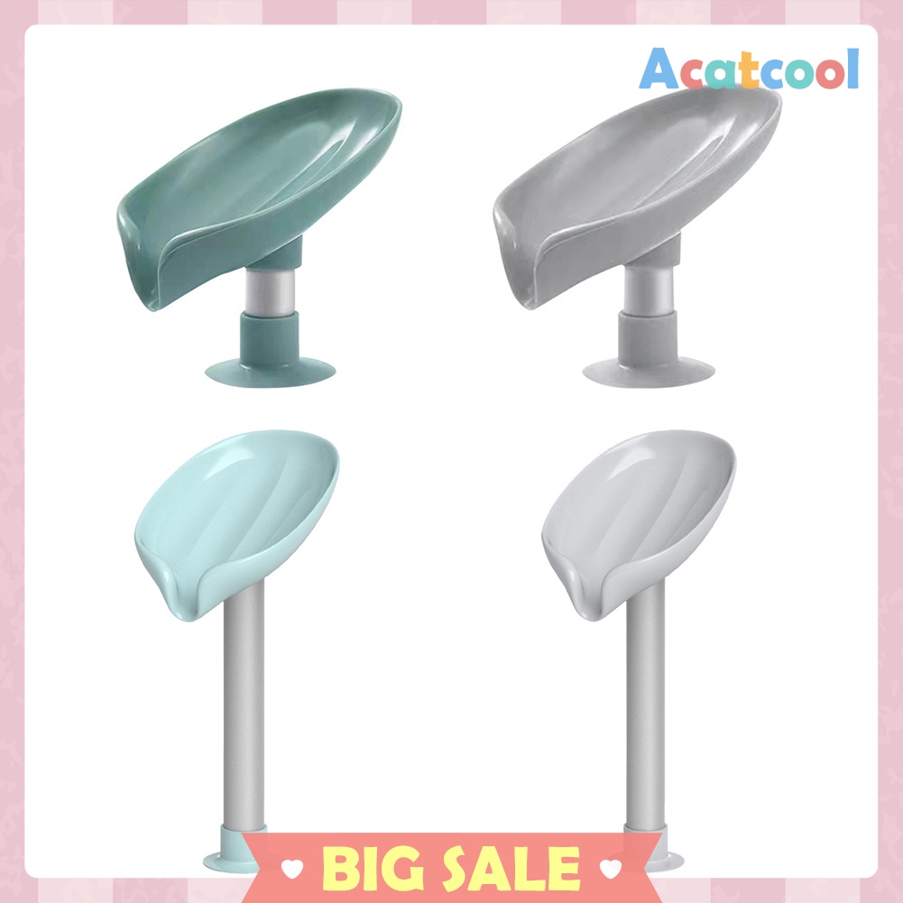 Leaf Shape Soap Box Drain Stand Suction Cup Rack Punch-free Soap Holder