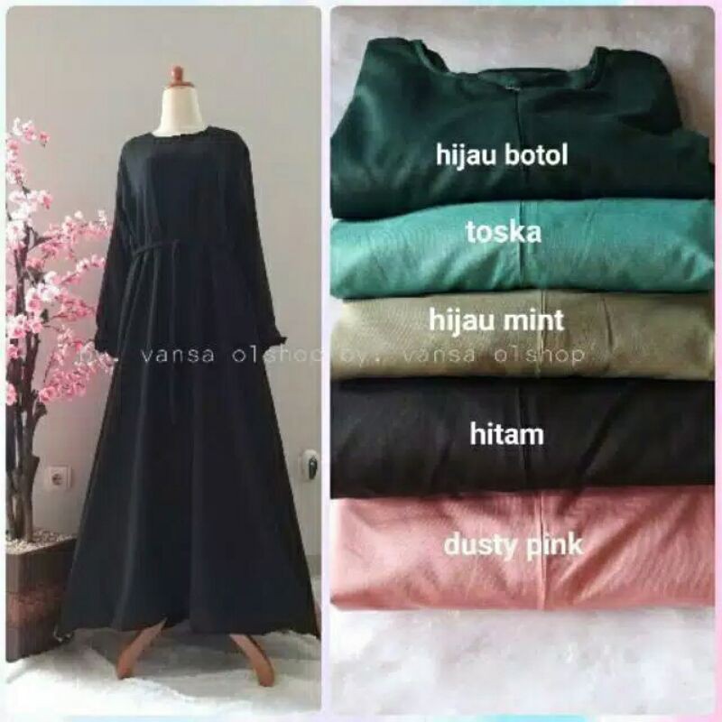 gamis toyobo polos lengan rempel busui