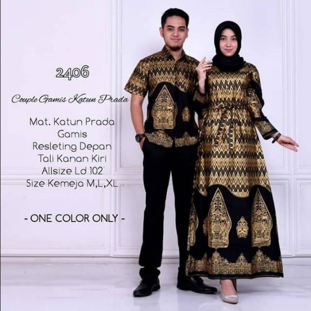 Baju batik couple gamis prada full batik anak muda modern modis