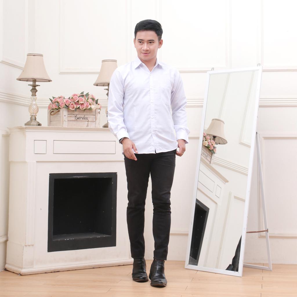 Fawlane - Kemeja Basic Polos HItam Putih Unisex cowok cewek