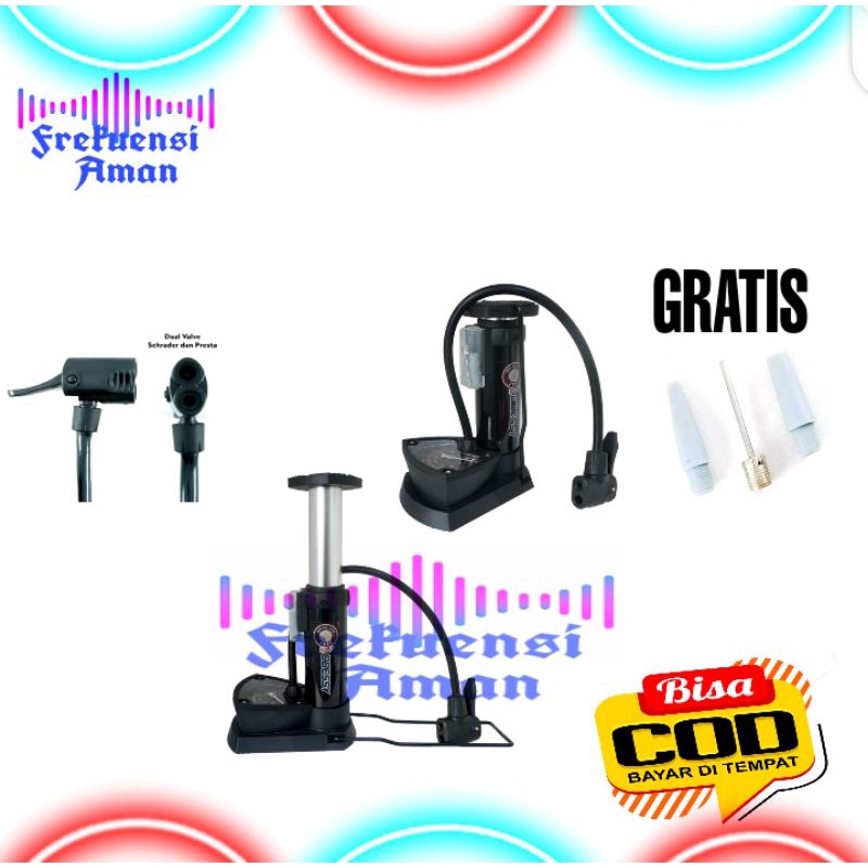 Pompa Tabung Odessy Injak Mini Foot Pump Sepeda Motor Alat Ukur