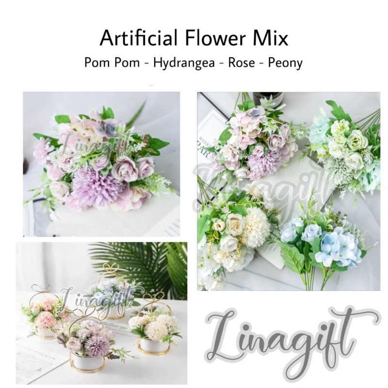 ARTIFICIAL FLOWER MIX - ROSE RUSTIC PEONY-  BUNGA PLASTIK DEKORASI HAND BOUQUET PREMIUM / ARTIFICIAL FLOWER SUN FLOWER HIASAN