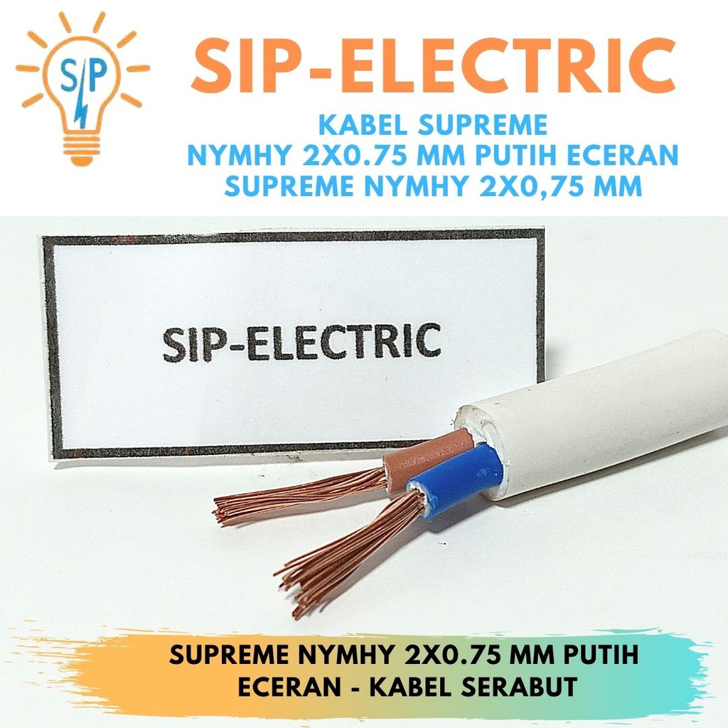 Kabel Supreme Nymhy 2X0.75 Mm Putih Eceran / Supreme nymhy 2x0,75mm