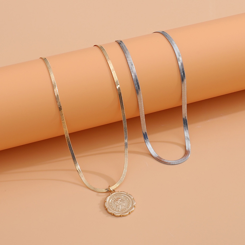 2pcs / set Kalung Rantai Ular Multilayer Gaya retro boho Untuk Wanita