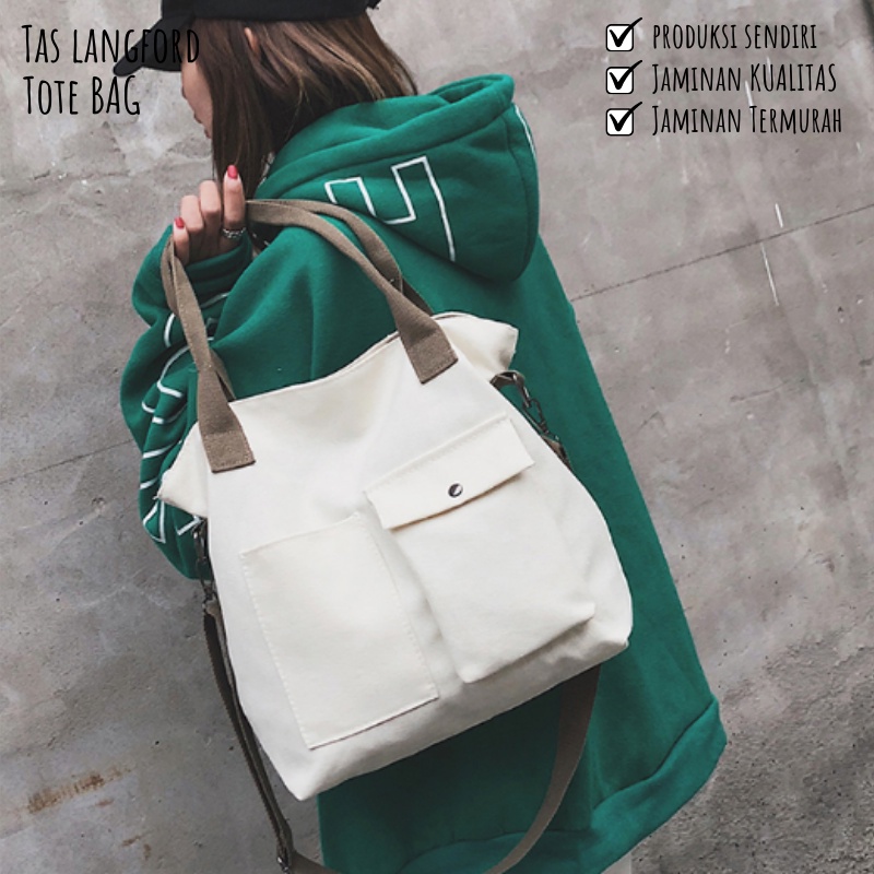 Tas Tote Bag - Shoulder Messenger Selempang Wanita Terbaru Murah Bagus Kekinian Model Korea Fashion Favorit Import Lokal Original Sekolah Kerja Traveling Kuliah Remaja Dewasa Simple Elegan Casual