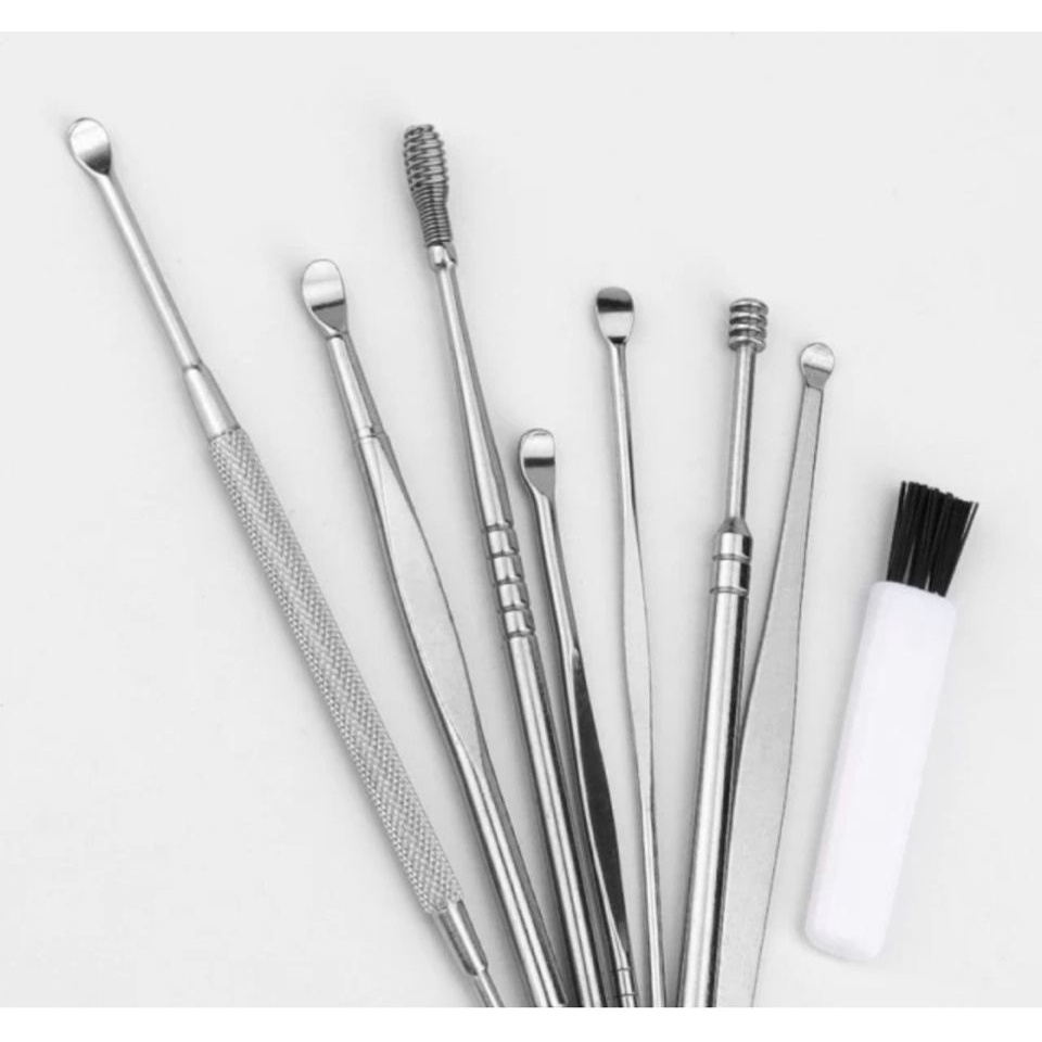 IC Alat Pembersih Telinga Set 5 In 1 Korek Kuping Stainless Steel Earpick / Paket Alat Pembersih KUping Korek Kuping 6 in 1 Stainless steel