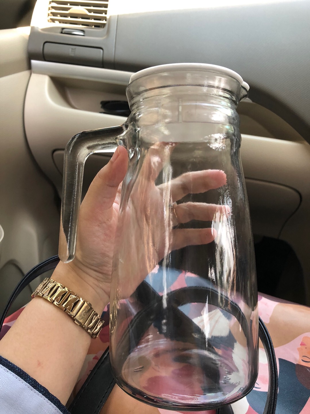 Pitcher Kaca 1 Liter Bulat Dengan Tutup - Teko Kaca Berkualitas