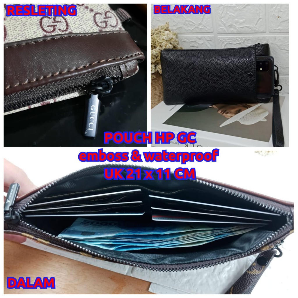 Dompet pouch Hp bahan emboss dan waterproof uk 21 x 11 cm tas import wanita selempang tenteng