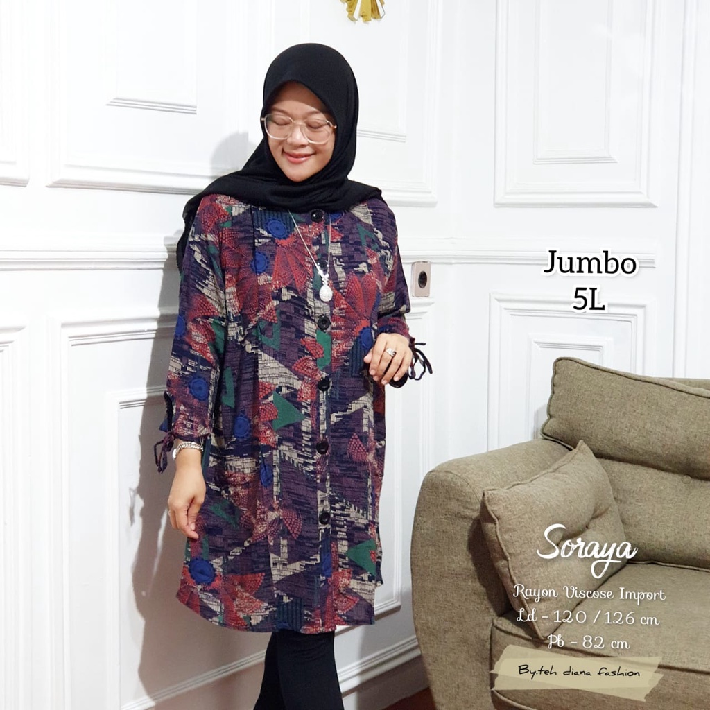 Baju Atasan Wanita Jumbo / Blouse Wanita Jumbo / Atasan Wanita Jumbo Model Soraya Viscose LD 124-8