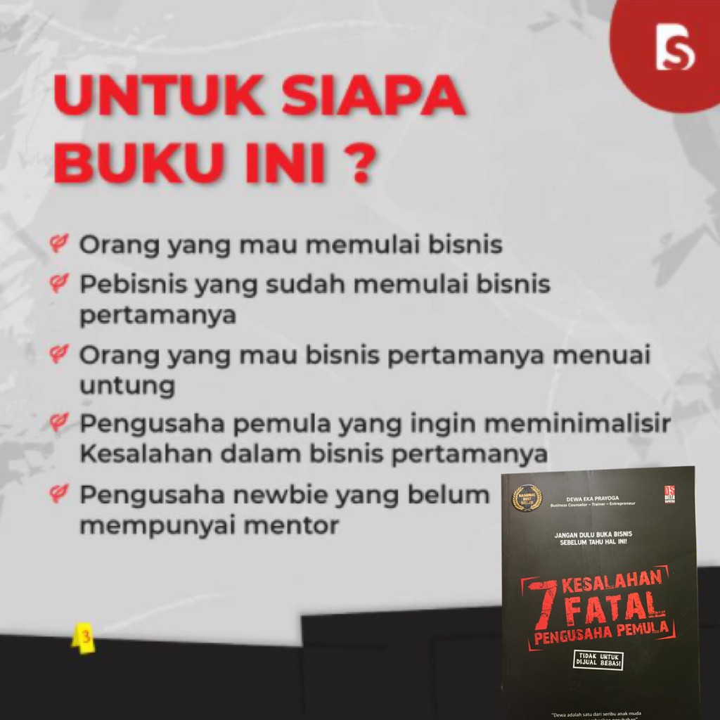 Buku Bisnis 7 KESALAHAN FATAL PENGUSAHA PEMULA | Dewa Eka Prayoga