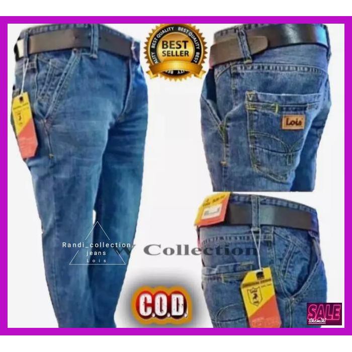 SNAEJCELANA- CELANA PANJANG PRIA.CELANA LOIS JEANS PRIA ORIGINAL STANDARD REGULLER. - 28, BIRU MUDA