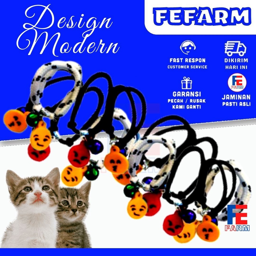 Kalung Kucing Murah Lonceng Karakter Lucu Motif Emoticon Kualitas Premium FEFARM