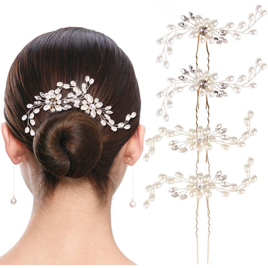 Vintage Wedding Pearl Flower Hairpin Jepitan Rambut Bridal - WD 004