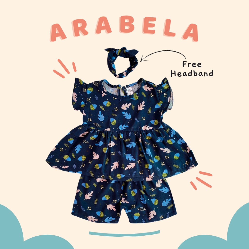 1-4TH SETELAN ANAK PEREMPUAN ARABELLA ONE SET ANAK RAYON FREE HEADBAND by LITTLE KODA Versi 2