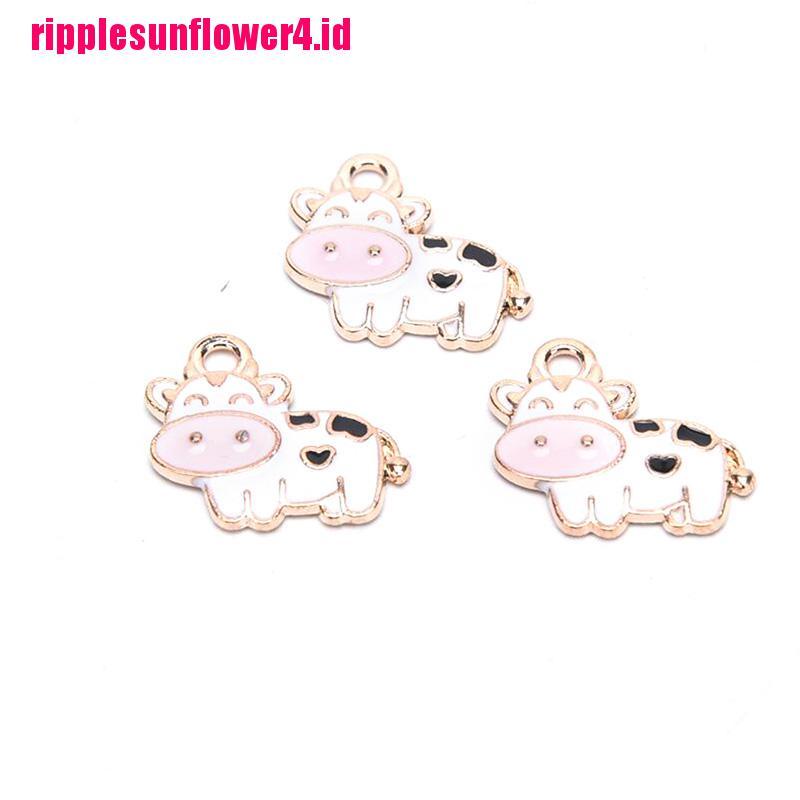 10pcs Liontin Enamel Bentuk Sapi Untuk Membuat Perhiasan Gelang